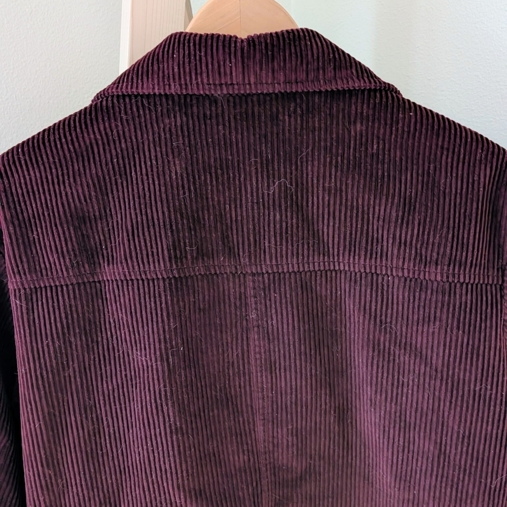 Vintage Corduroy Button Down Collared Paisley Lined Jacket In Burgundy - Picture 10 of 12